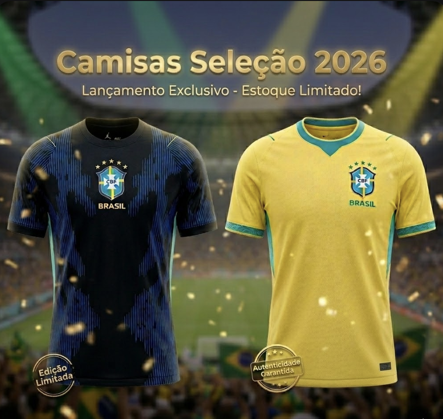 Kit Camisa Seleção Brasileira 2026 - Amarela e Azul