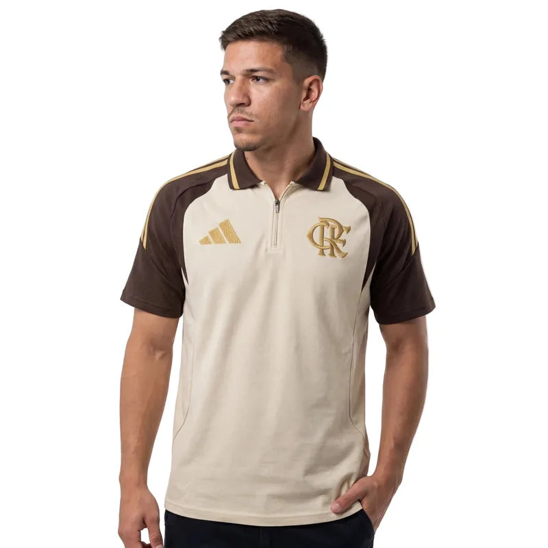Camisa Flamengo Treino C/Zíper 26/27 - Bege - Torcedor